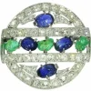 Broche diamant saphir émeraude