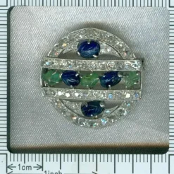 Broche diamant saphir émeraude