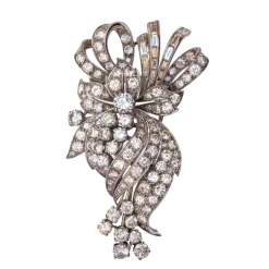 Broche diamants brillants et baguettes