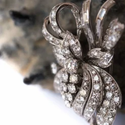 Broche diamants brillants et baguettes