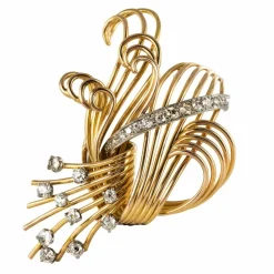 Broche diamants et or jaune rétro