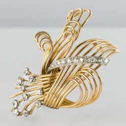 Broche diamants et or jaune rétro