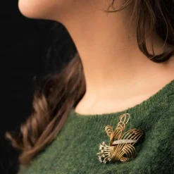 Broche diamants et or jaune rétro