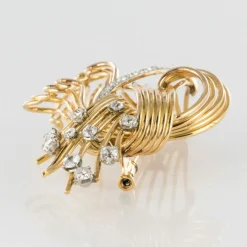 Broche diamants et or jaune rétro