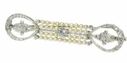 Broche diamants et perles