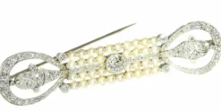 Broche diamants et perles