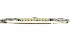 Broche diamants et perles
