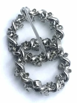 Broche double cercle diamants