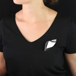 Broche en argent feuille stylisée