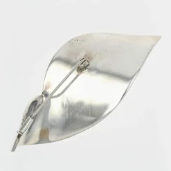 Broche en argent feuille stylisée