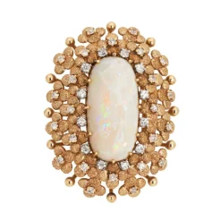 Broche en diamant opale vintage des années 60 Grand ovale