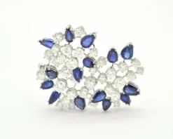 Broche en or blanc avec diamants et saphirs