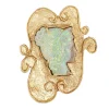 Broche en or jaune 14 carats avec pendentif camée en opale sculptée vintage des années 60