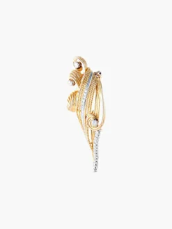 Broche Enroulements Diamants & Or Jaune