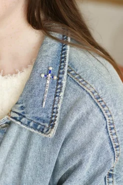 Broche Epée Ancienne Perles Fines