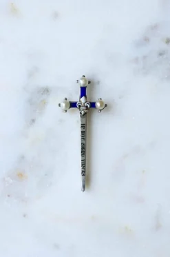Broche Epée Ancienne Perles Fines