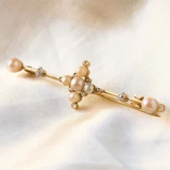 Broche Epingle ancienne perles fines