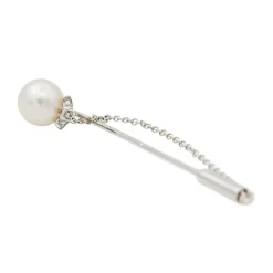 Broche Epingle Or blanc Perle