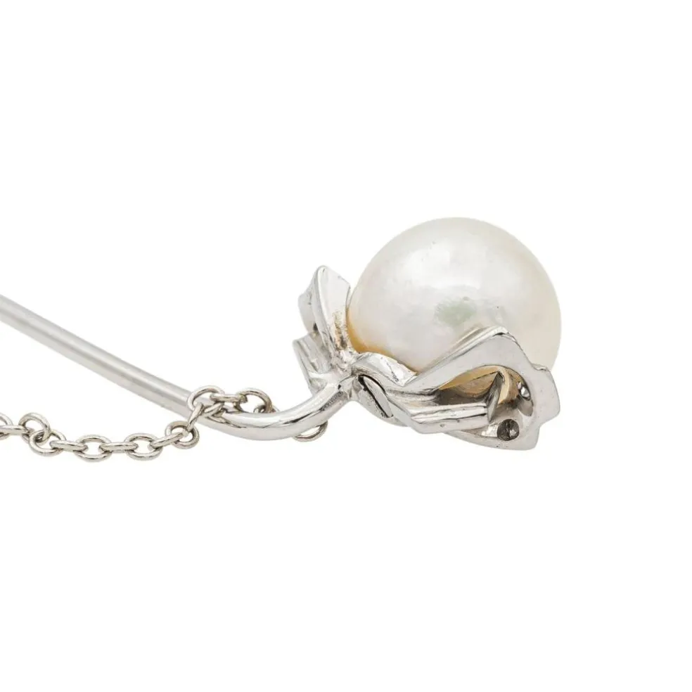 Broche Epingle Or blanc Perle