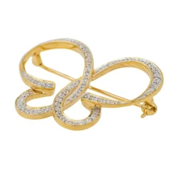 Broche Epingle Or jaune Diamant