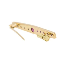 Broche Epingle Or jaune Rubis