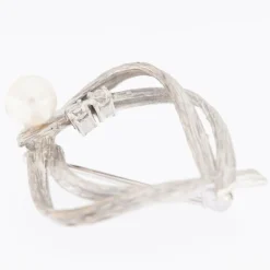 Broche espagnole or blanc perles et diamants