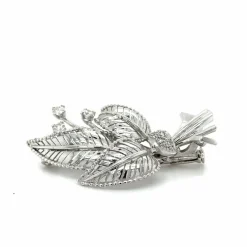 Broche Feuillage Or Blanc - Diamants