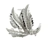 Broche feuillage trié Or Blanc et Diamants