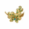 Broche Feuille Emeraudes