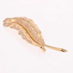 Broche feuille or rose