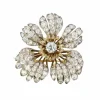Broche fleur ancienne or argent diamants taille ancienne