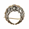 Broche Fleur Ancienne Or/Argent et Diamants.