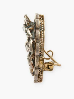 Broche Fleur Ancienne Or/Argent et Diamants.