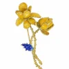 Broche fleur années 70 or jaune émail