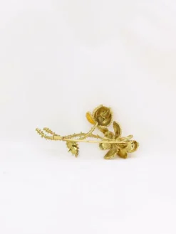 Broche fleur années 70 or jaune émail