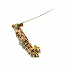 Broche fleur avec diamants et pierres précieuses