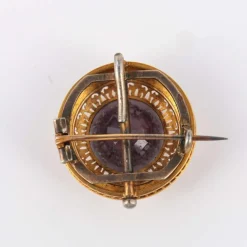 Broche Fleur d'améthyste Perles Diamants