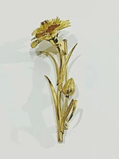 Broche Fleur En Or Et Saphir Rose