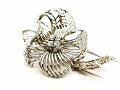 Broche Fleur Or blanc Diamant