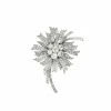 Broche fleur, or blanc et diamants