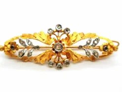 Broche Fleur Or jaune, Or blanc Diamant