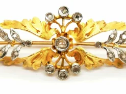Broche Fleur Or jaune, Or blanc Diamant