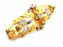 Broche Fleur Or jaune, Or blanc Diamant