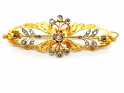 Broche Fleur Or jaune, Or blanc Diamant
