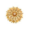Broche fleur, or jaune perles et diamant
