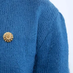 Broche fleur, or jaune perles et diamant