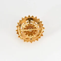 Broche fleur, or jaune perles et diamant