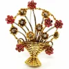 Broche Fleur Or jaune Rubis