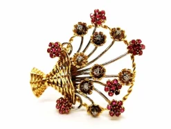 Broche Fleur Or jaune Rubis