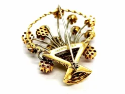Broche Fleur Or jaune Rubis